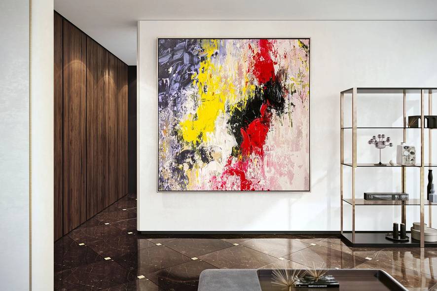 You Original Knife Living Yellow Abstract Canvas Artwork X60AG